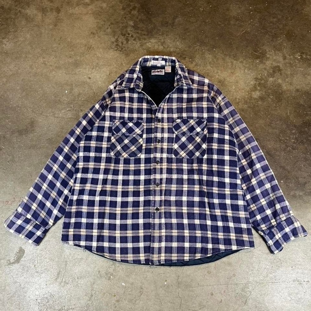 Vintage 90s great northwest sportswear Blue plaid flannel buttonup Mens XL